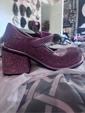 Sparkling Pink Maryjane Block Heel